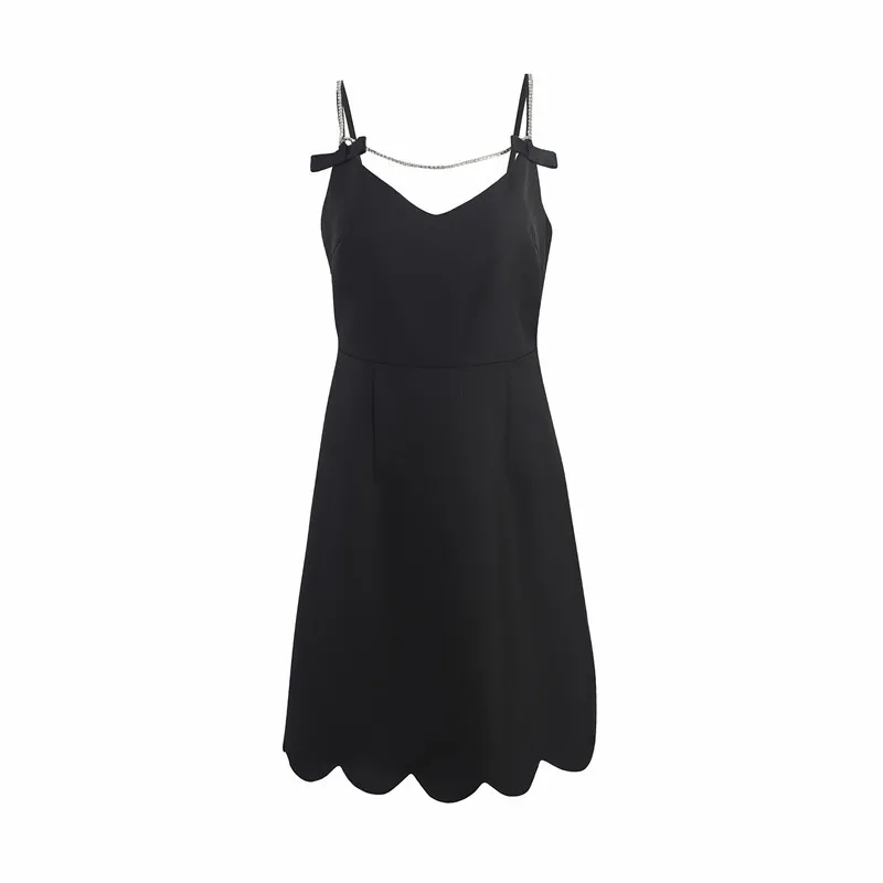 

Backless Suspender Black Mini Dress Sexy Women's Summer Bow Sexy Club Holiday Party Clothes 2021 Summer Runway New