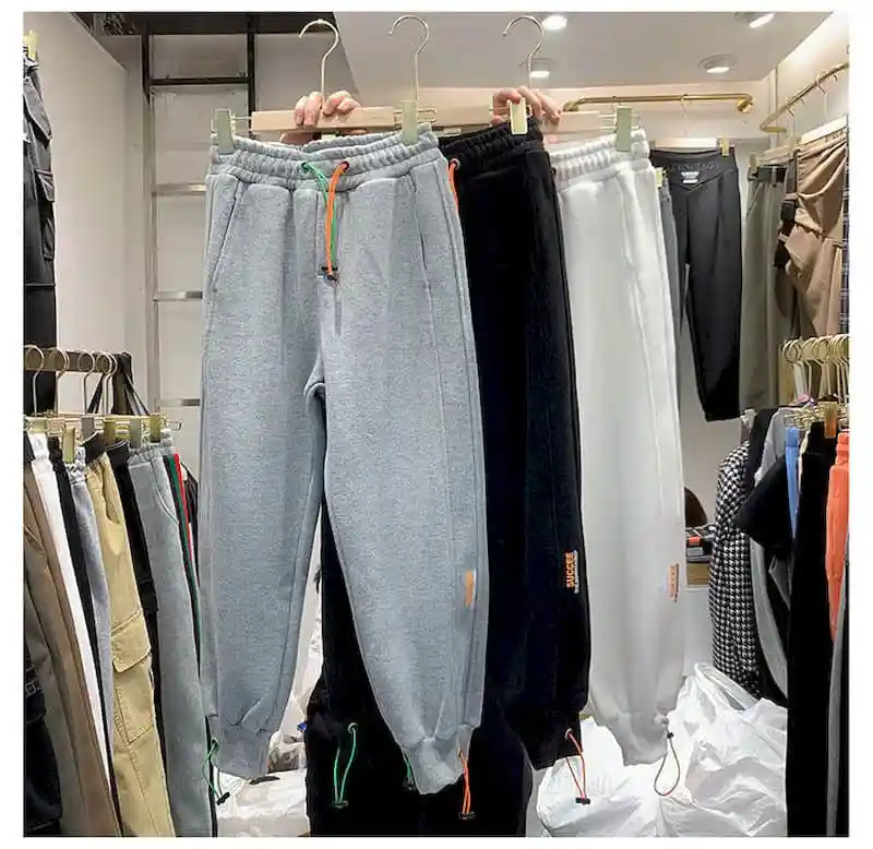 

Plus Velvet Padded Sweatpants Women Pants Loose-fitting Feet Winter High Solid Drawstring Casual Pant Clothes Joggers Fashion