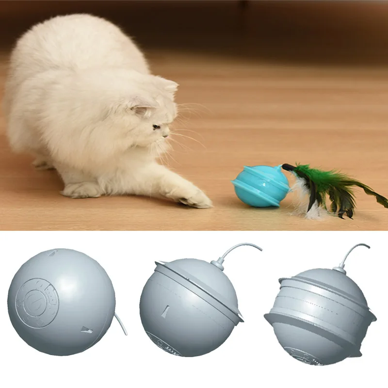 

Электрическая игрушка для кошек с USB, автоматический вращающийся мяч, игрушки для кошек, умный интерактивный дразнитель для питомцев, колок...