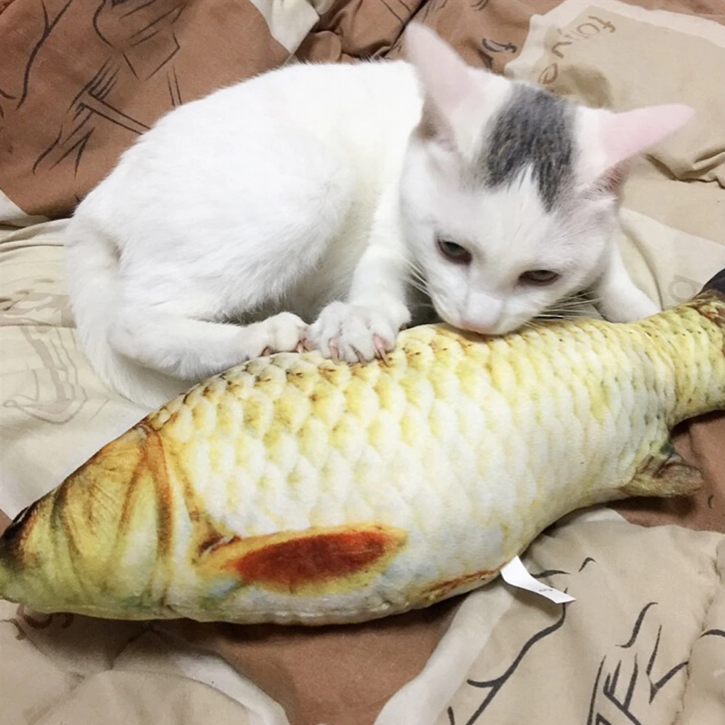 

Pet Soft Plush Fish Shape Cat Toy Interactive Gifts Fish Catnip Toys Lifelike Stuffed Fish Catnip Toy For Pet Kittens Supplies