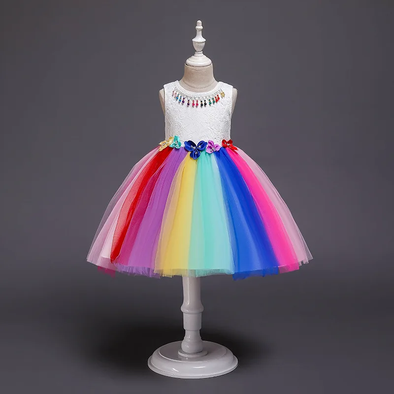 

New children's Princess Dress pompous dress spring and summer lace gauze dress girl's June 1 show dress