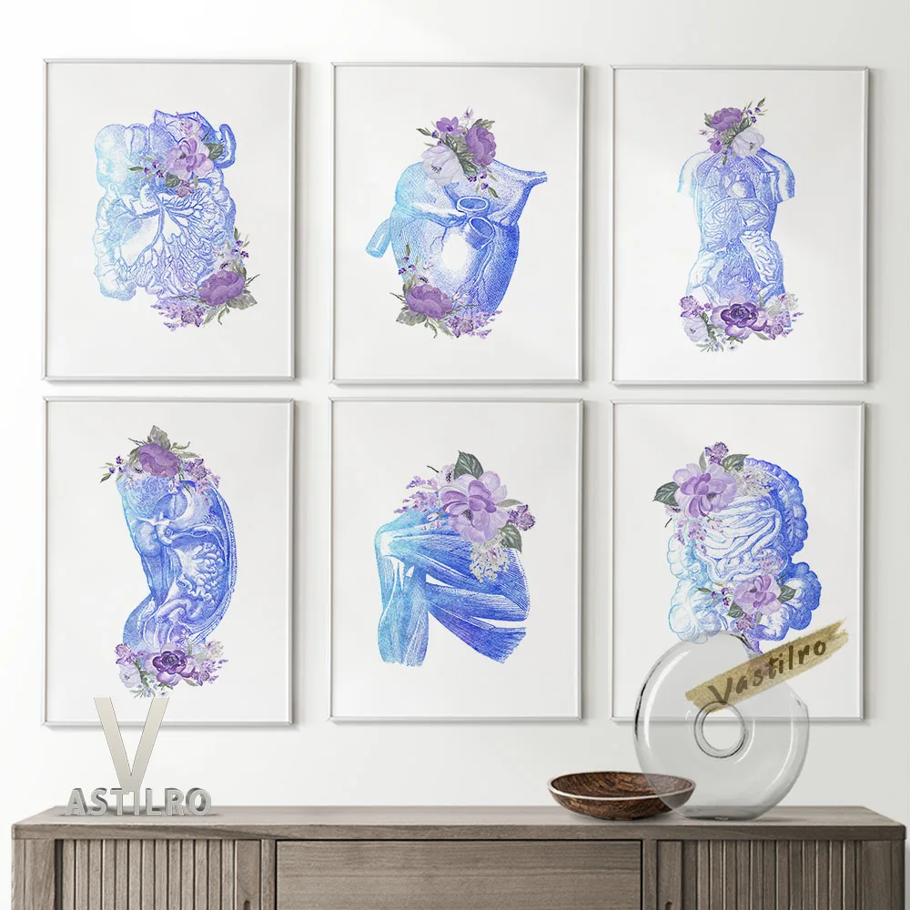 

Human Structure Anatomy Exhibition Watercolor Sketch Poster Floral Print Modern Minimalist Wall Stickers Home Decor Medico Gift
