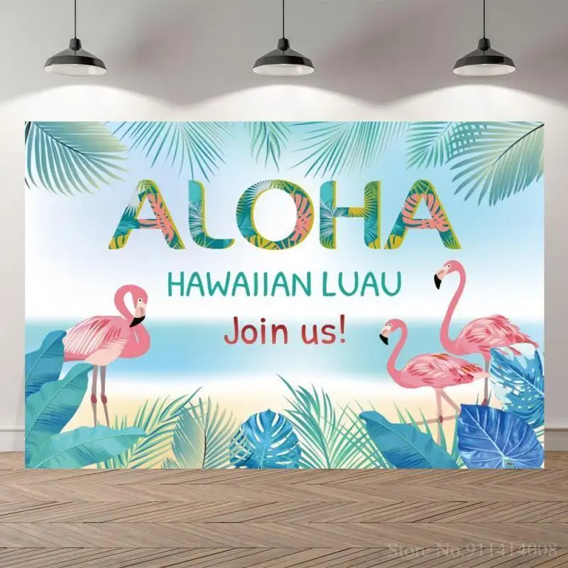 

Праздвечерние чные фоны Luau Aloha для фотосъемки на лето, море, пляж, пальмы, дерево, фламинго, день рождения ребенка, фоны для фотостудии
