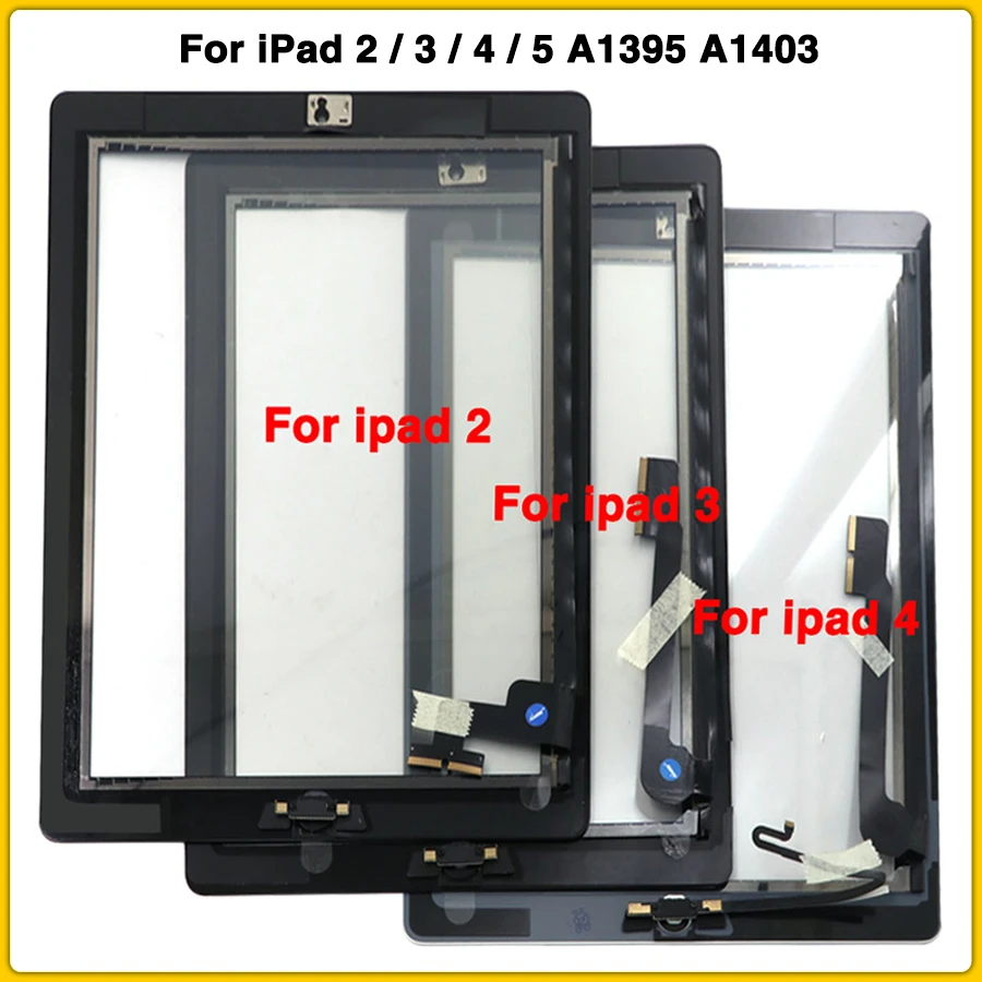 Сенсорный экран Экран-цифровой преобразователь для iPad 2/3/4 5 A1395 A1403 A1458 A1474 Сенсорный экран Панель планшета Сенсор спереди Стекло с Главная кнопка для iPad 5