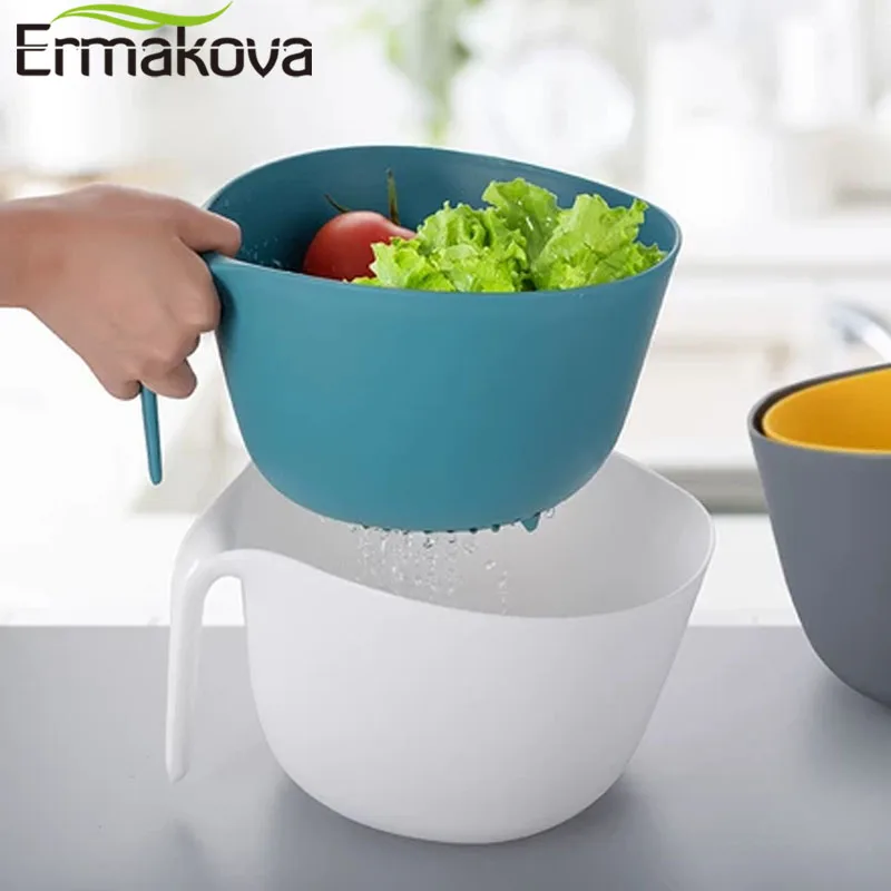 ERMAKOVA корзина с двойным сливом пластиковая фильтром для раковины хранения овощей