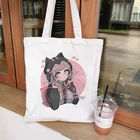 Короткая футболка с героями из японского аниме Sweet Girl Kawaii сумка для покупок сумки для шопинга Сумки-холсты сумка Повседневное Для женщин высокое Ёмкость Эко сумка