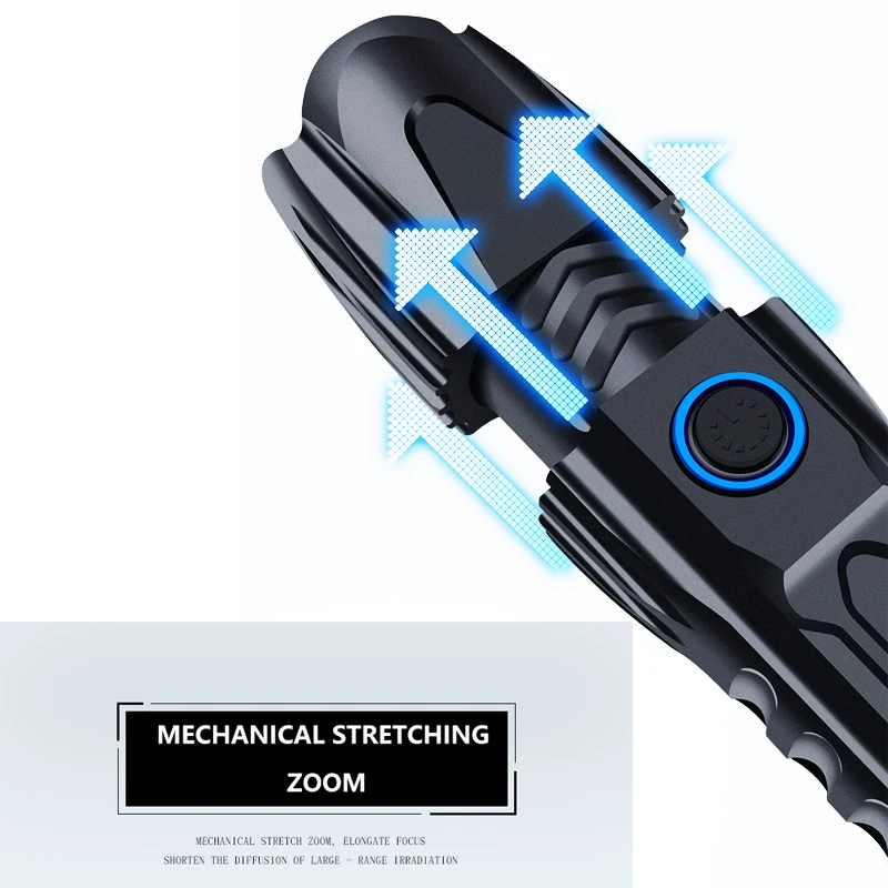 ZK20 Dropshipping XHP90 светодиодный фонарик телескопический зум USB зарядка тактические 26650