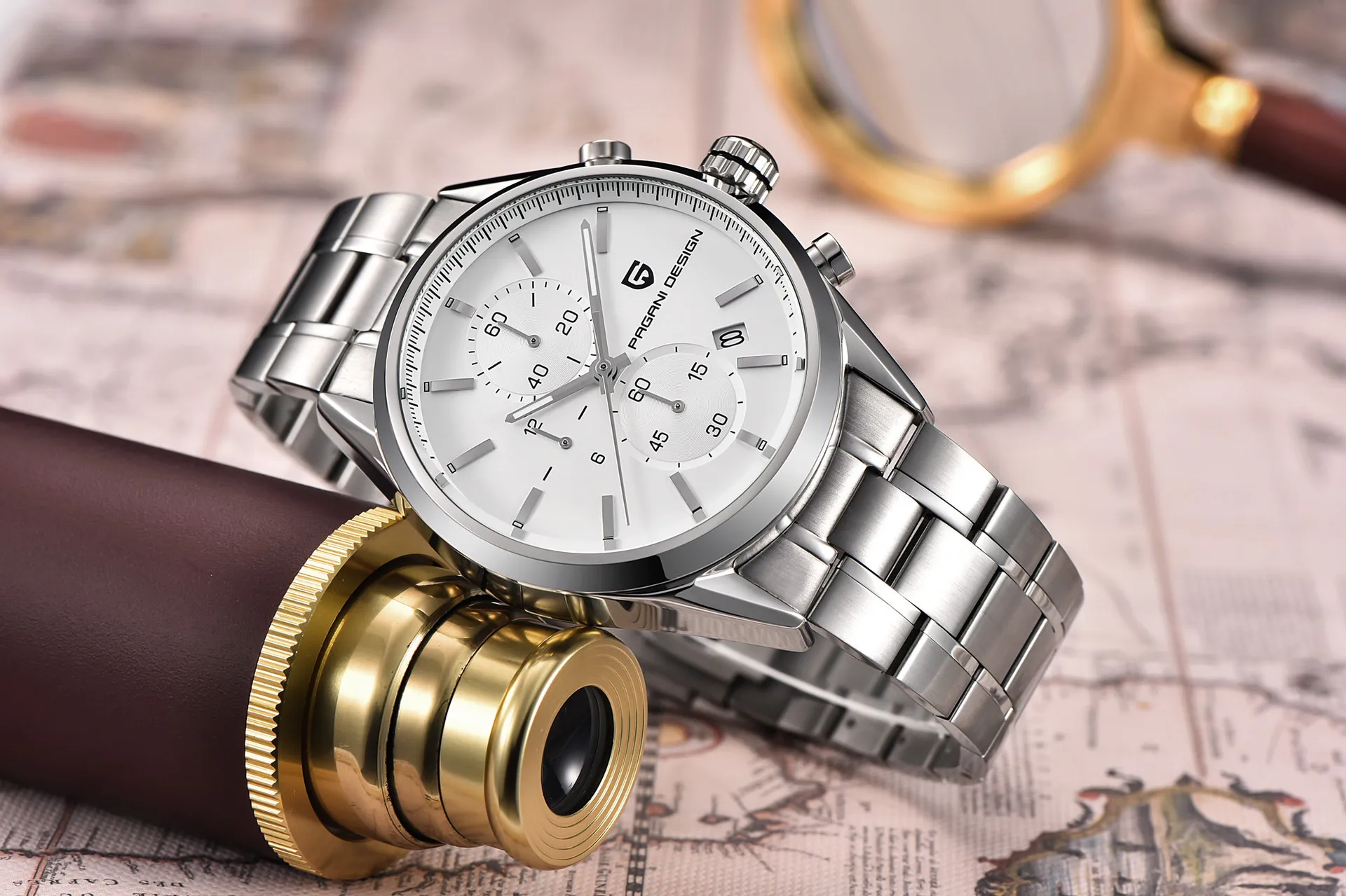 

PAGANI 2513 Men's Fashion Quartz Watches Casual Sports Waterproof Multifunction Chronograph Men Business Wristwatches