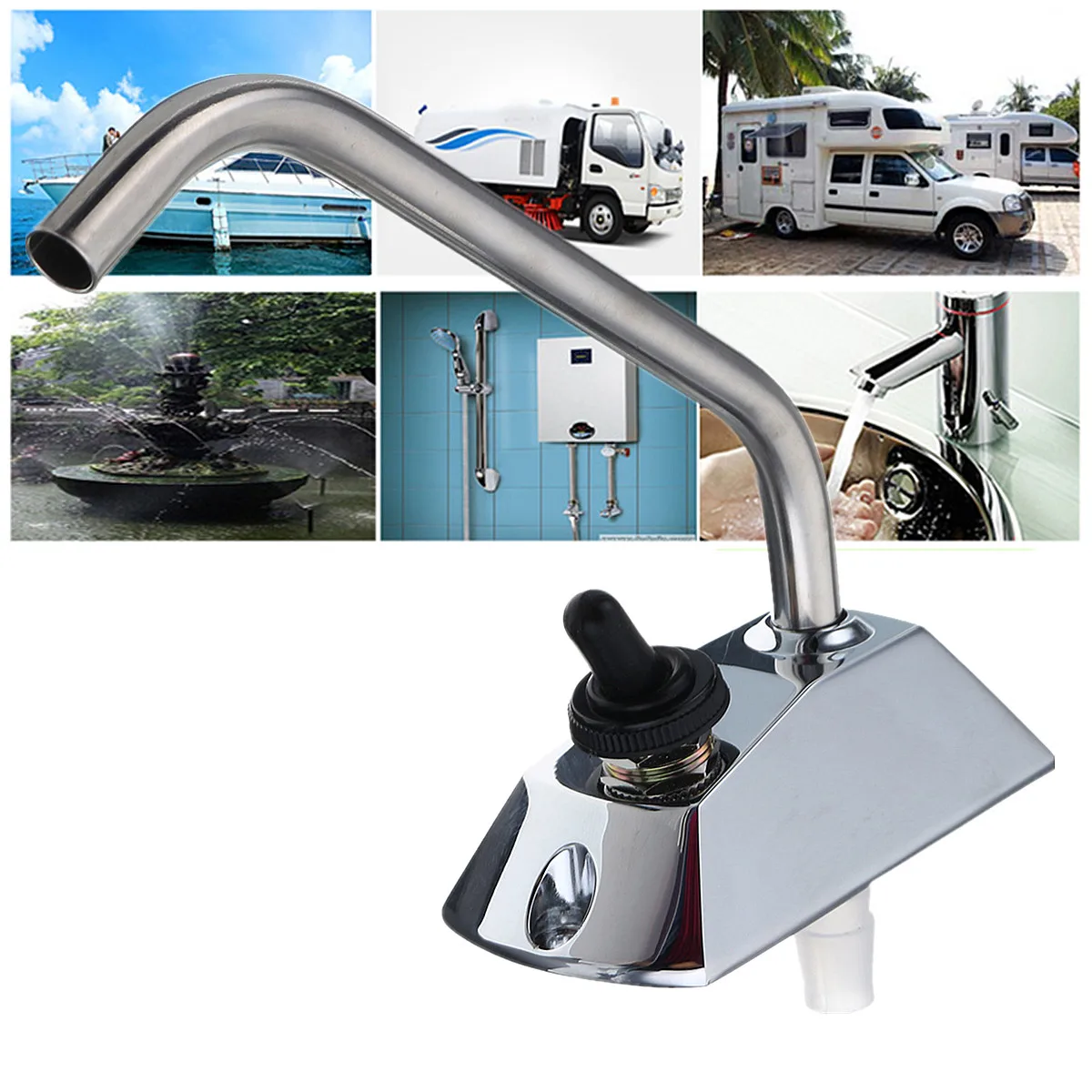 

12V Galley Electric Water Pump Faucet Water Tap RV Water System Toggle Switch 360 Degree Rotation For Caravan Boat Camper