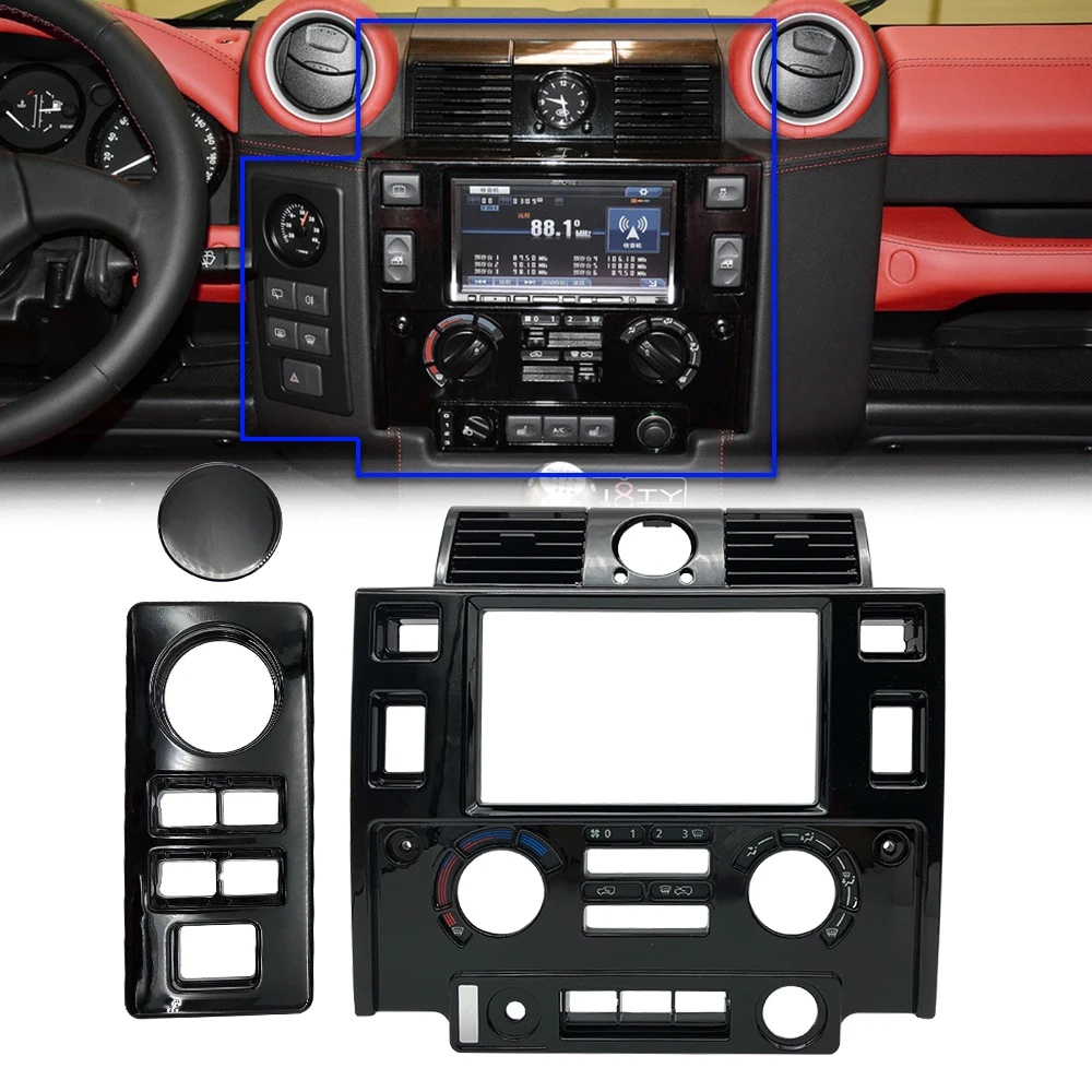 Car styling Tuning Interior Parts Double Din Fascia Kit for Land Rover Defender glossy black matt CARBON LOOK | Автомобили и