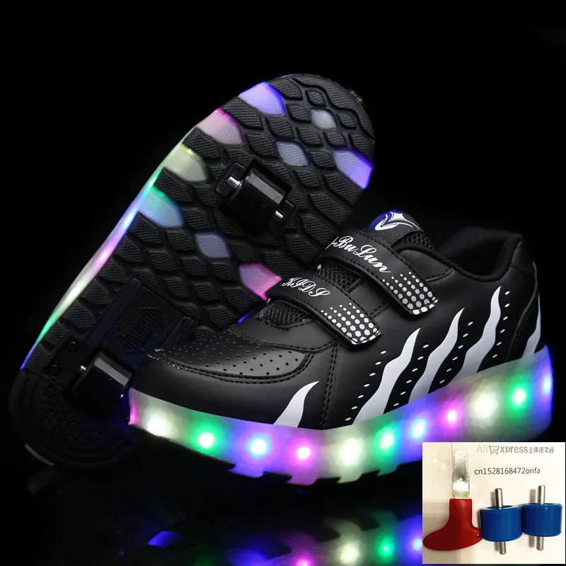 Роликовые скейты повседневная обувь светодиодный светильник Heelys кроссовки с