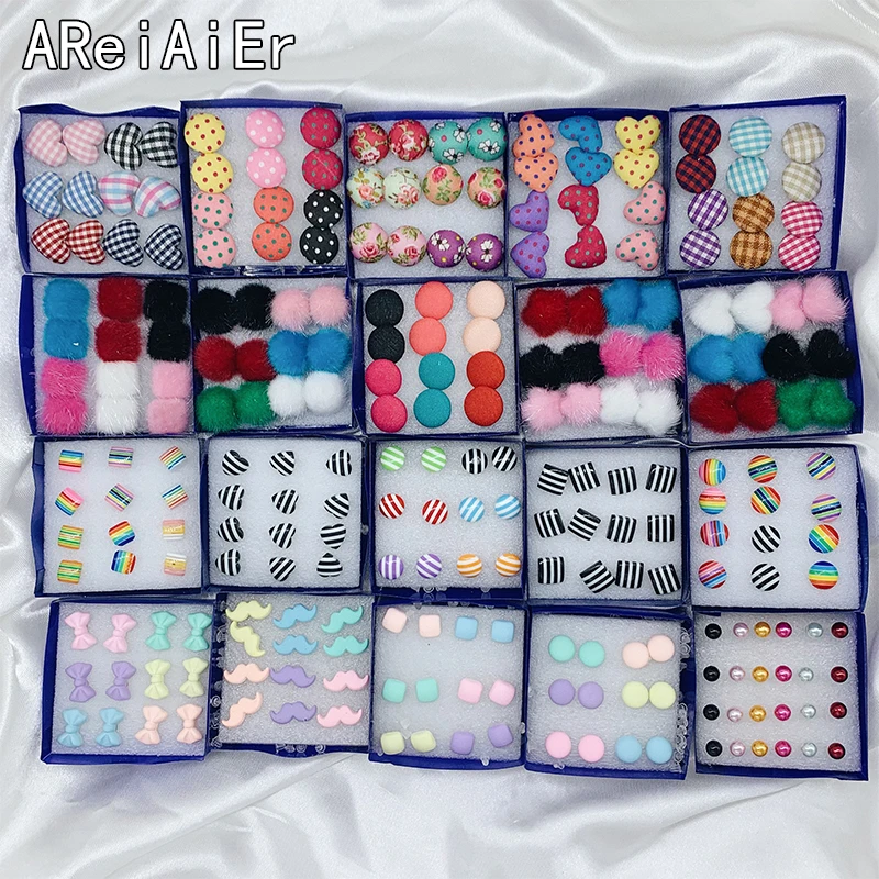 Женские серьги в смешанном стиле модные плюшевые серьги-гвоздики с