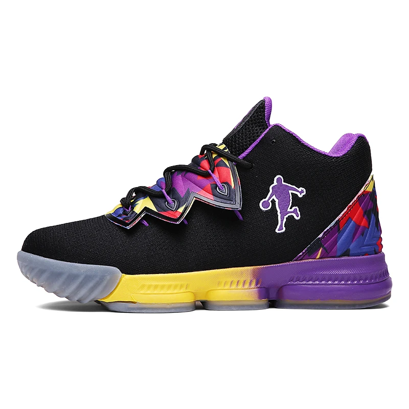 black and purple Men Jordan Basketball Shoes Cushioning Men's Basketball Sneakers Lebron Basketball Shoes Breathable Outdoor Combat Boots - Цвет: black and purple
