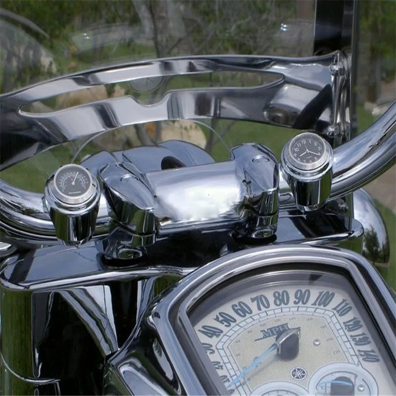 Автомобильные часы POSSBAY с циферблатом и термометром 7/8 дюйма 1 дюйм для Мотоциклов