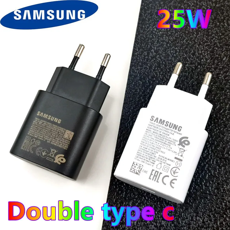 

Зарядное устройство Samsung 25 Вт Type C, быстрое зарядное устройство, оригинальный s21 Eu настенный адаптер, 3A кабель для Galaxy S22 Note 10,20 Ultra A72 A80 A90 M42
