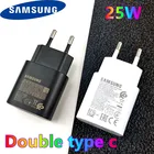 Зарядное устройство Samsung 25 Вт Type C, быстрое зарядное устройство, оригинальный s21 Eu настенный адаптер, 3A кабель для Galaxy S22 Note 10,20 Ultra A72 A80 A90 M42