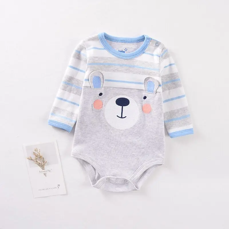 

Newborn Baby Romper Long Sleeve Solid Cute Bear Printed Cotton Toddler Baby Boy Girl Clothes One-piece Jumpsuit High Quality