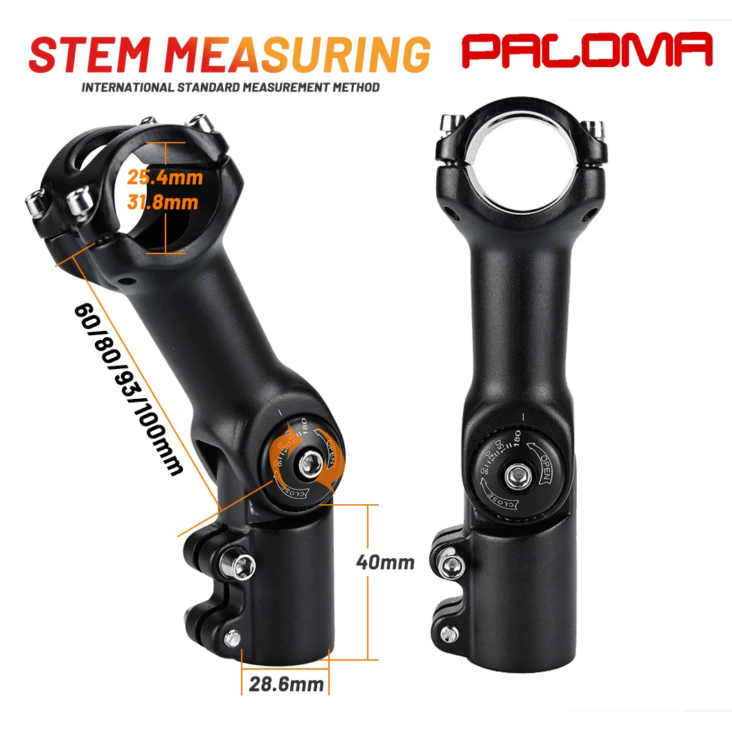 

Paloma Bike Stem 180 Degree Adjustable Height Riser 25.4/31.8mm X 28.6mm Mountain Bike Cycling Parts 60/80/93/100MM Bicycle Part