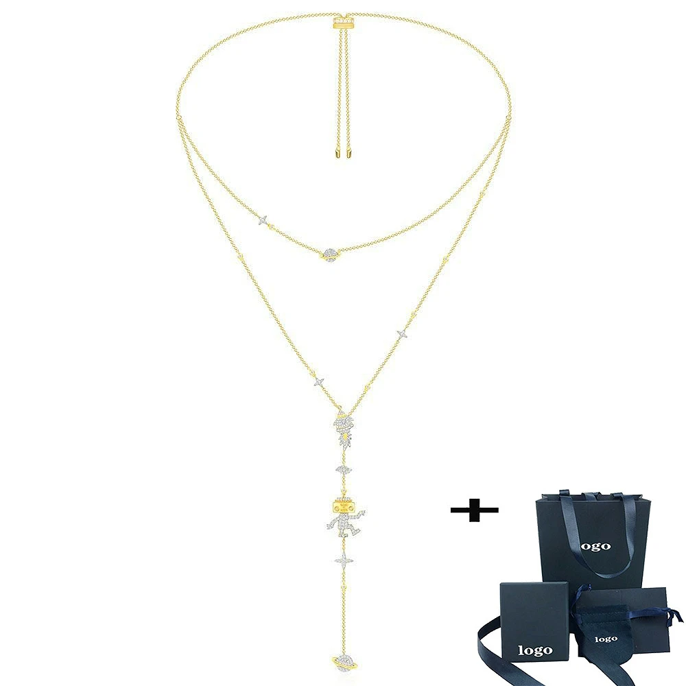 

Dance Robot Adjustable Long Collar High Quality Gold Necklace Jewelry Pendant Jewellery For Women Sweater Chain