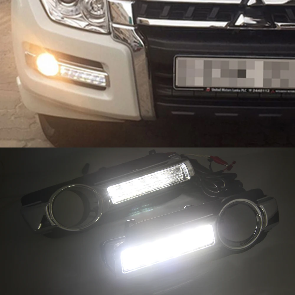 Автомобильные дневные ходовые огни для Mitsubishi Pajero Montero 2015 2016 2017 2018 противотуманные
