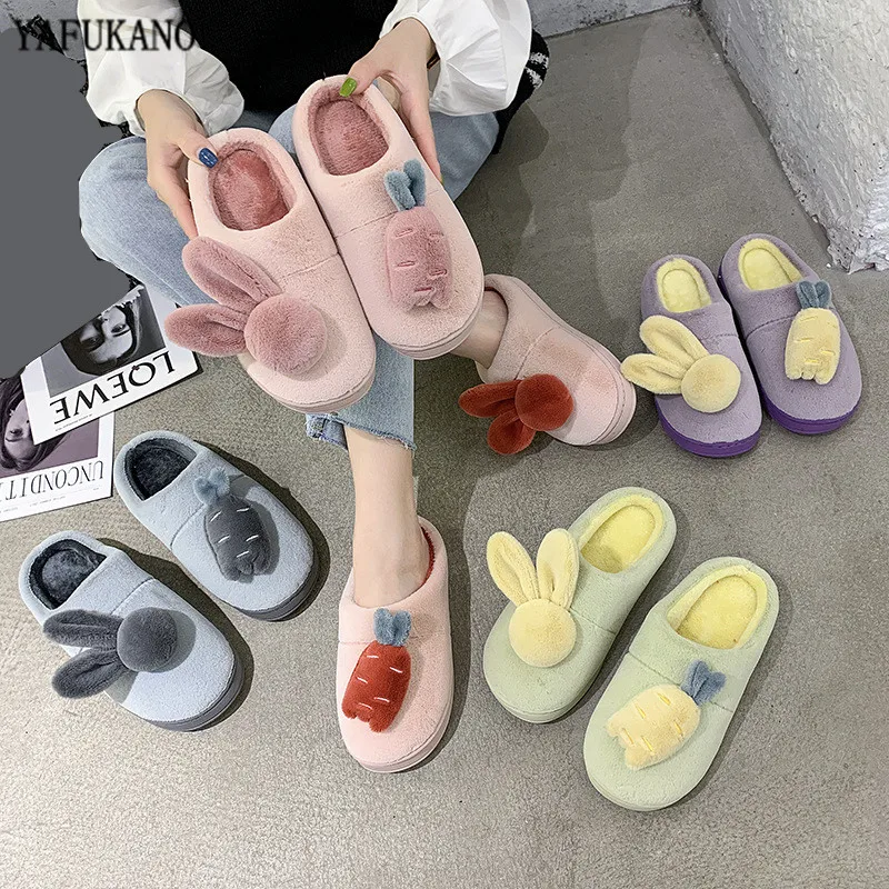 

Women Winter Slippers Fur Plush Cartoon Couple Cute Shoes Ladies Woman Warm Indoor Comfort Flat Slipper Female Casual 2020