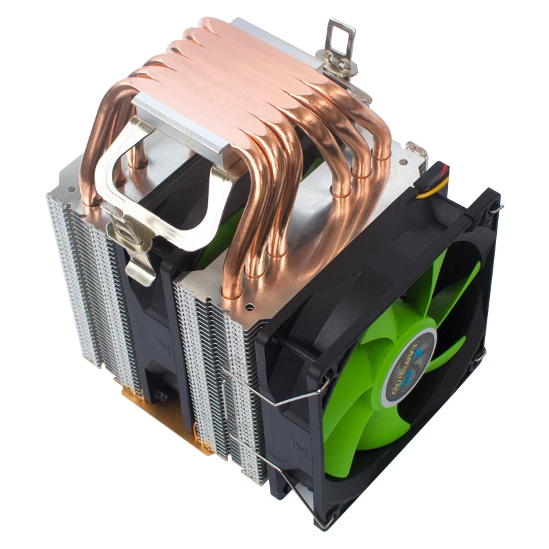 

LANSHUO 6 Copper Tube CPU Radiator Mute Color Lamp CPU Fan Desktop Computer General (6 Tube 3-Wire Dual Fan Without Light)