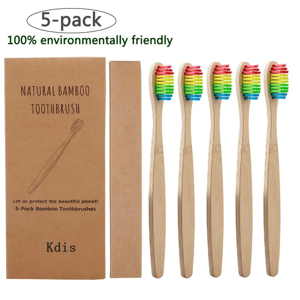 5 шт. бамбуковая ручка зубная щетка уход за зубами с мягкой щетиной отбеливание