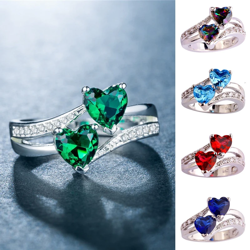 Новинка 2020 Женское кольцо с сердцем модное Радужное для влюбленных 6