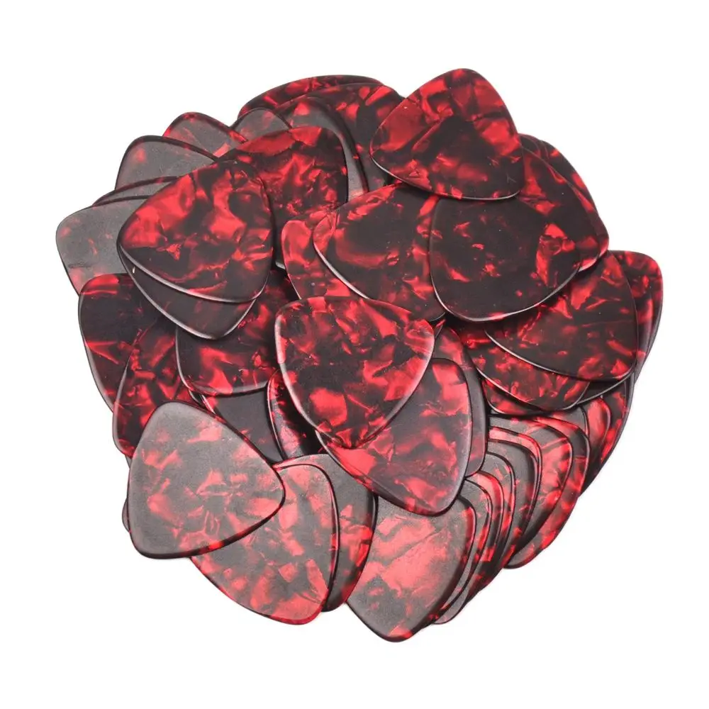 

100pcs Heavy 0.96mm Rounded Triangle Guitar Picks Plectrums Blank Celluloid Pearl Red