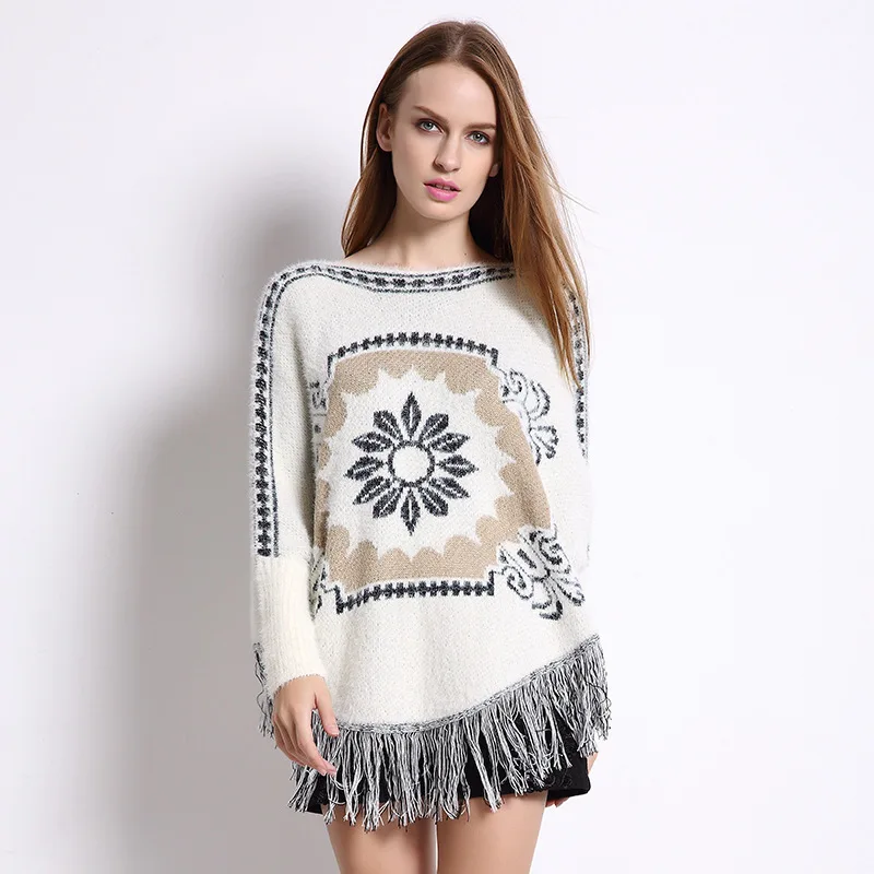 2019 Новый Для женщин свитера пуловеры осень зима накидка с бахромой шаль свитер