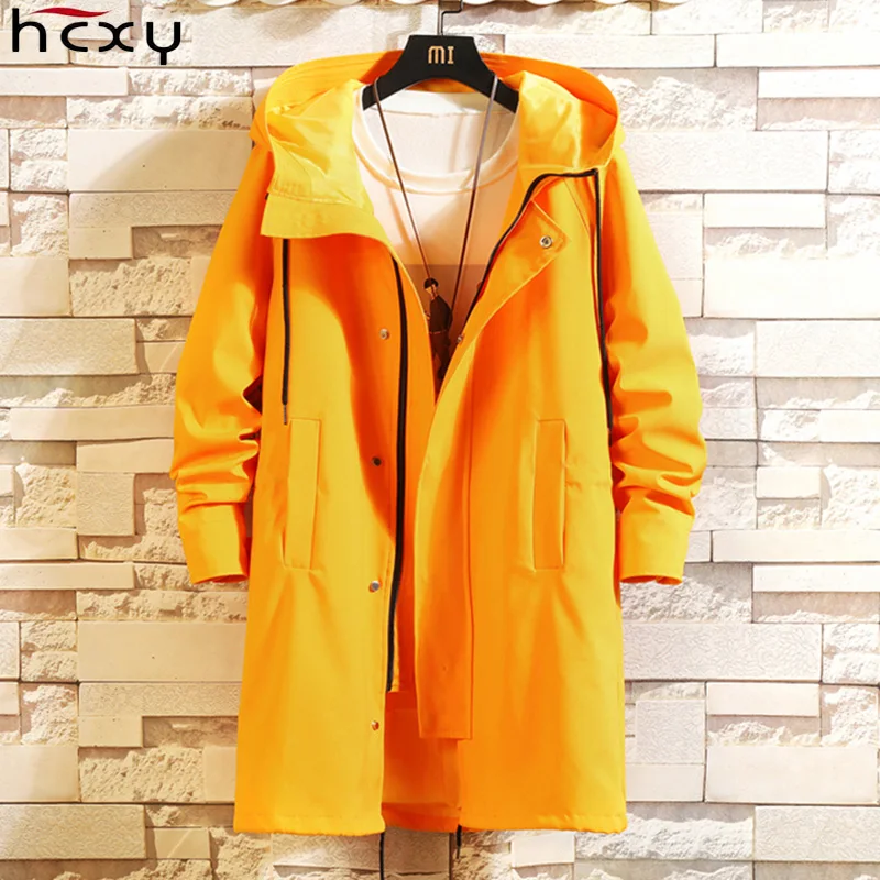 HCXY мужская куртка Boyes shelter Длинная черная ветровка с капюшоном Свободное пальто 6XL