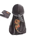 Унисекс вельветовый длинный хвост Durag китайская мода с рисунком дракона Du rag хип-хоп тюрбан do doo du rag для мужчин и женщин длинный хвост повязка на голову