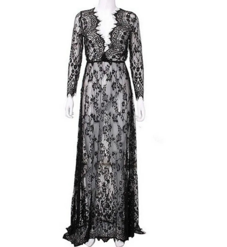 Платье женское прозрачное кружевное белое длинное вечерние легающее вечернее с