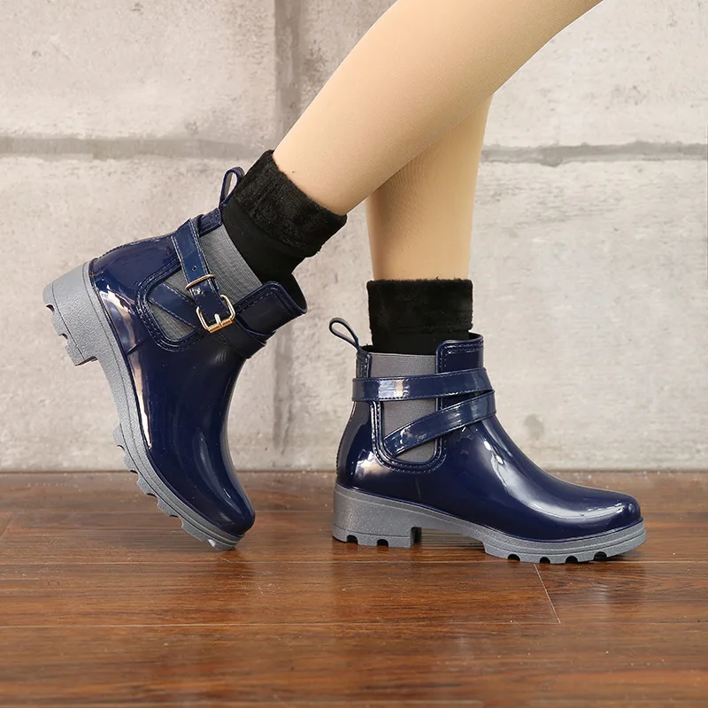 

New Woman Rain Boots Ankle Boot for Woman Waterproof Solid Color Shoes Spring Autumn Rain Boots Non-Slip Female Casual Shoe