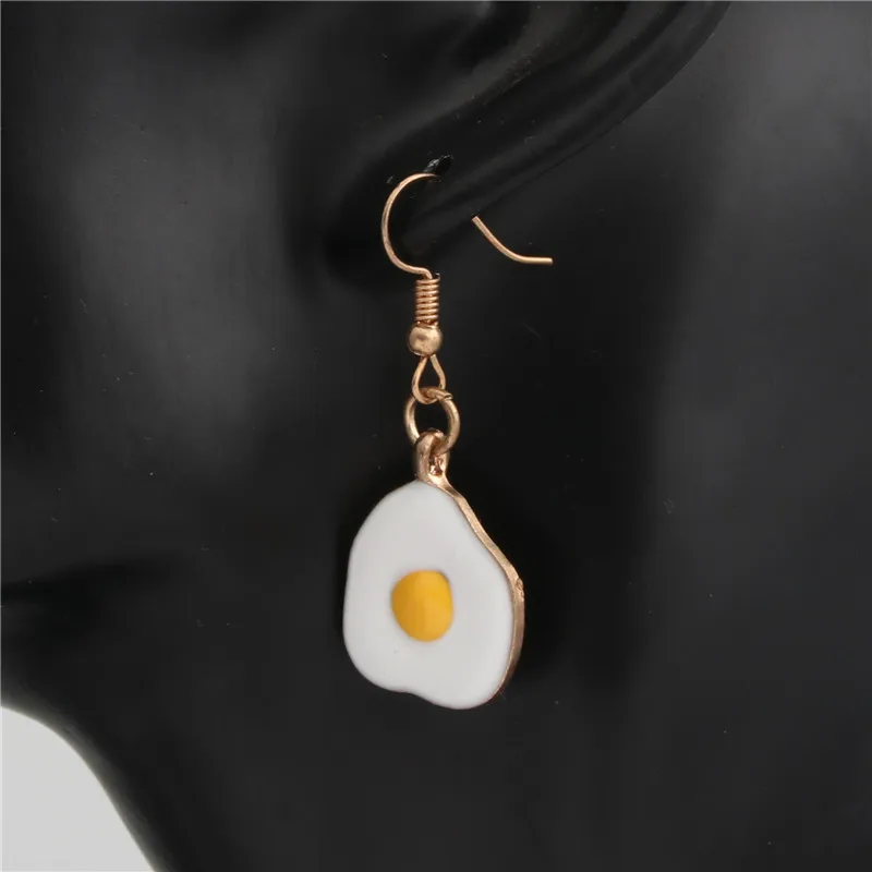 1 пара серьги с яйцом эмаль Kitch забавные золотые для ушей провода крючки подарок
