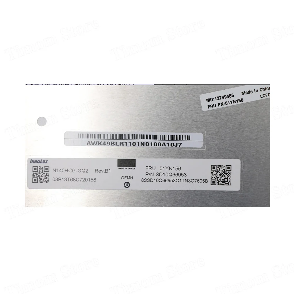 400cd/м² 72% NTSC для Thinkpad T490s T495 T495s Lenovo T14 Gen 1 T14s P14s X1 Carbon 7th 8th 30pin N140HCG GQ2 01YN156|ЖК-экран
