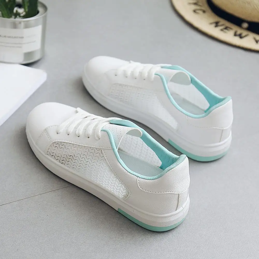 

2021 Fashion Women Shoes Comfortable Light Breathable Mesh White Flats Shoes Outdoor Walking Shoes Casual Shoes Female Sneakers