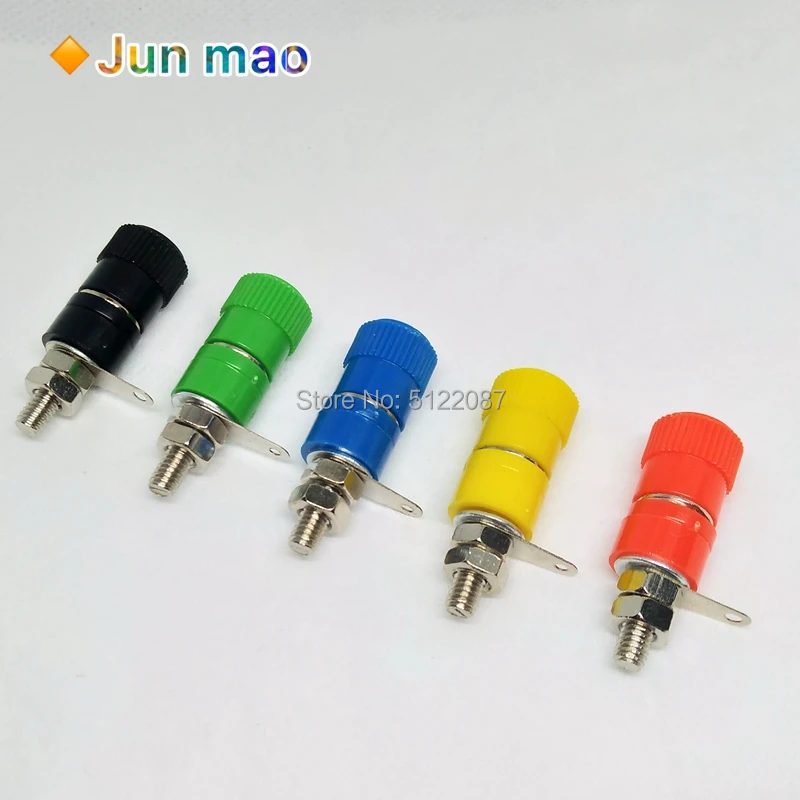 10PCS Terminal Blocks JS-910B JS-919 4mm Amplifier Connector Binding Post Banana Plug Jack Mount 5 Color Each 2Pcs Red | Обустройство