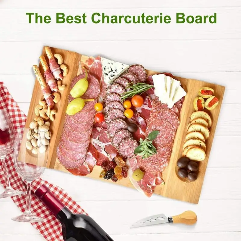 

Bamboo Cheese Board Kitchen Home Cooking Charcuterie Platter Tools Bamboo Cutting Fruit Tray Natural Wood Cheeses Boards Trays
