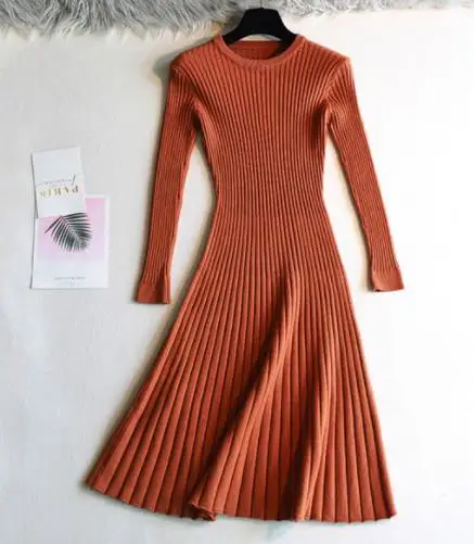

Long sleeve Sweater Dress Women 2020 Autumn Winter Female Robe Hiver Casual Streetwear Party Elastic Black A-Line Knitted Dress