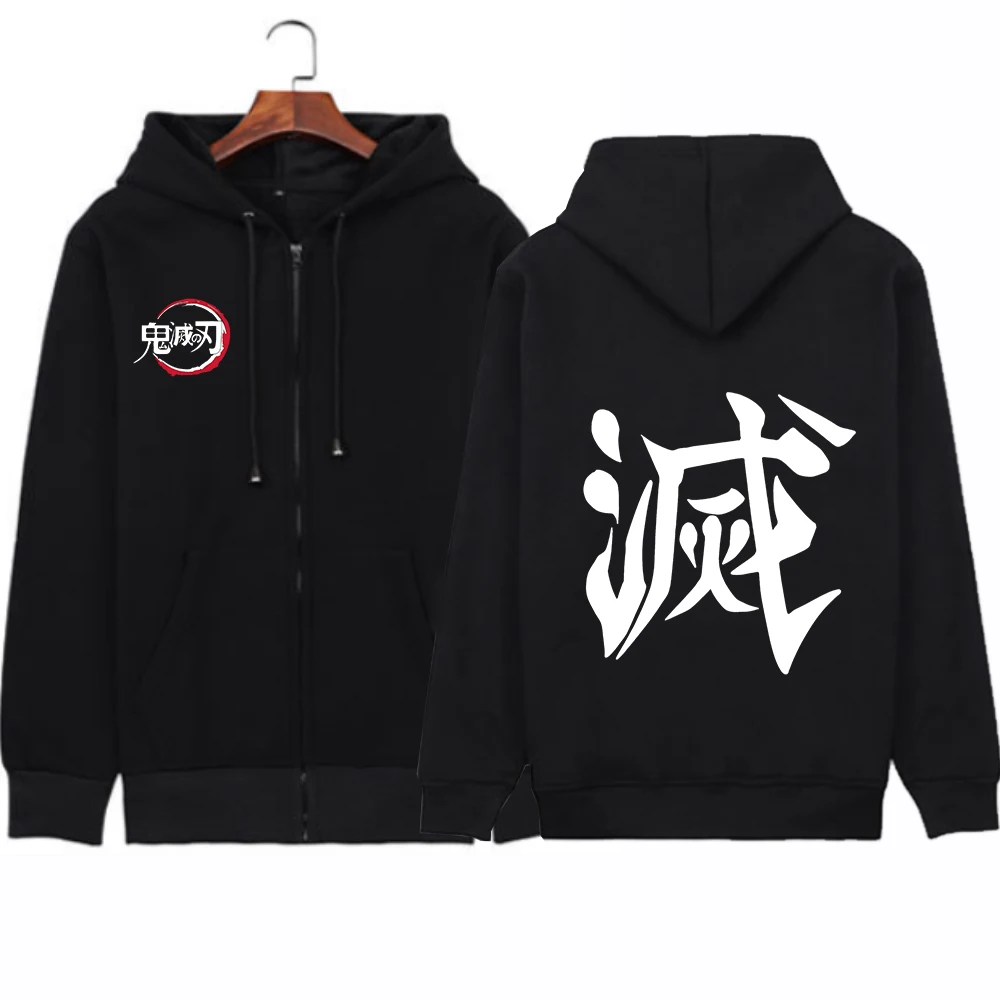 

Hot Japan Anime Demon Slayer Hoodie Men Zip Up Sweatshirt Winter Autumn Hooded Harajuku Long Sleeve Tops Male