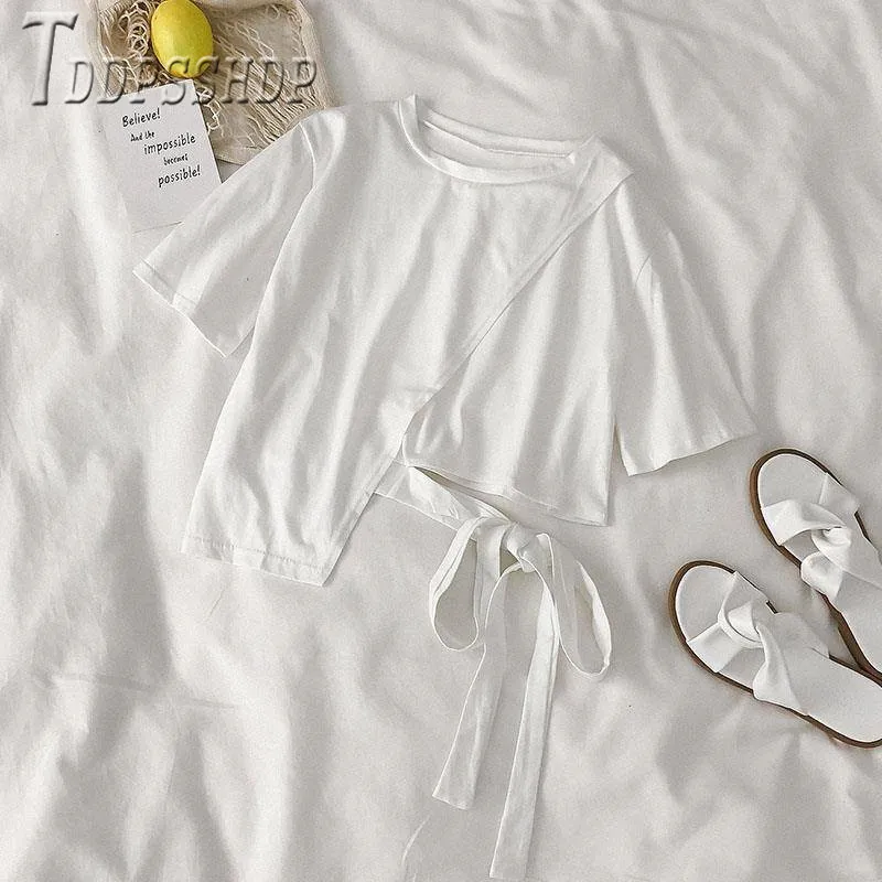 2020 New Summer Women Sets Bandage Short Sleeve T Shirt And High Waist Skirt Female |
