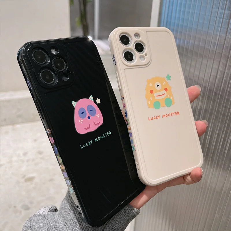 

Phone Case For iPhone 11pro max 12mini pro max 7p/8plus X/Xs max XR Back Cover Phone shell Painted Soft Glue cartoon couple Cute
