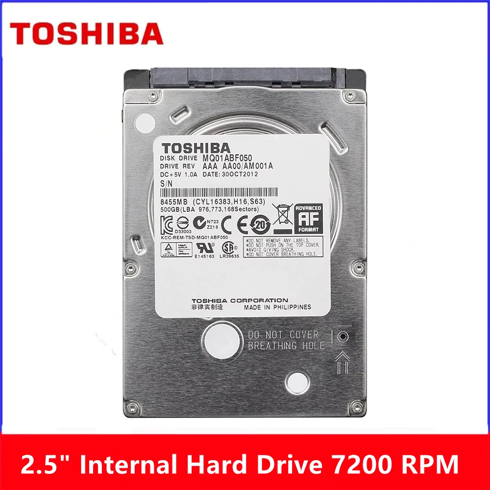 Toshiba 2.5"  HDD 2TB 1TB 500GB 320GB Internal Hard Drive SATA 7200 RPM 16M Cache 7mm 6Gb/s SATA3 For Notebook