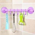 Настенная вакуумная стойка на присоске, 6 крючков, Держатель для полотенца, ванной, кухни, вешалка на присоске, аксессуары, крючки для ковриков, Лидер продаж, оптовая продажа