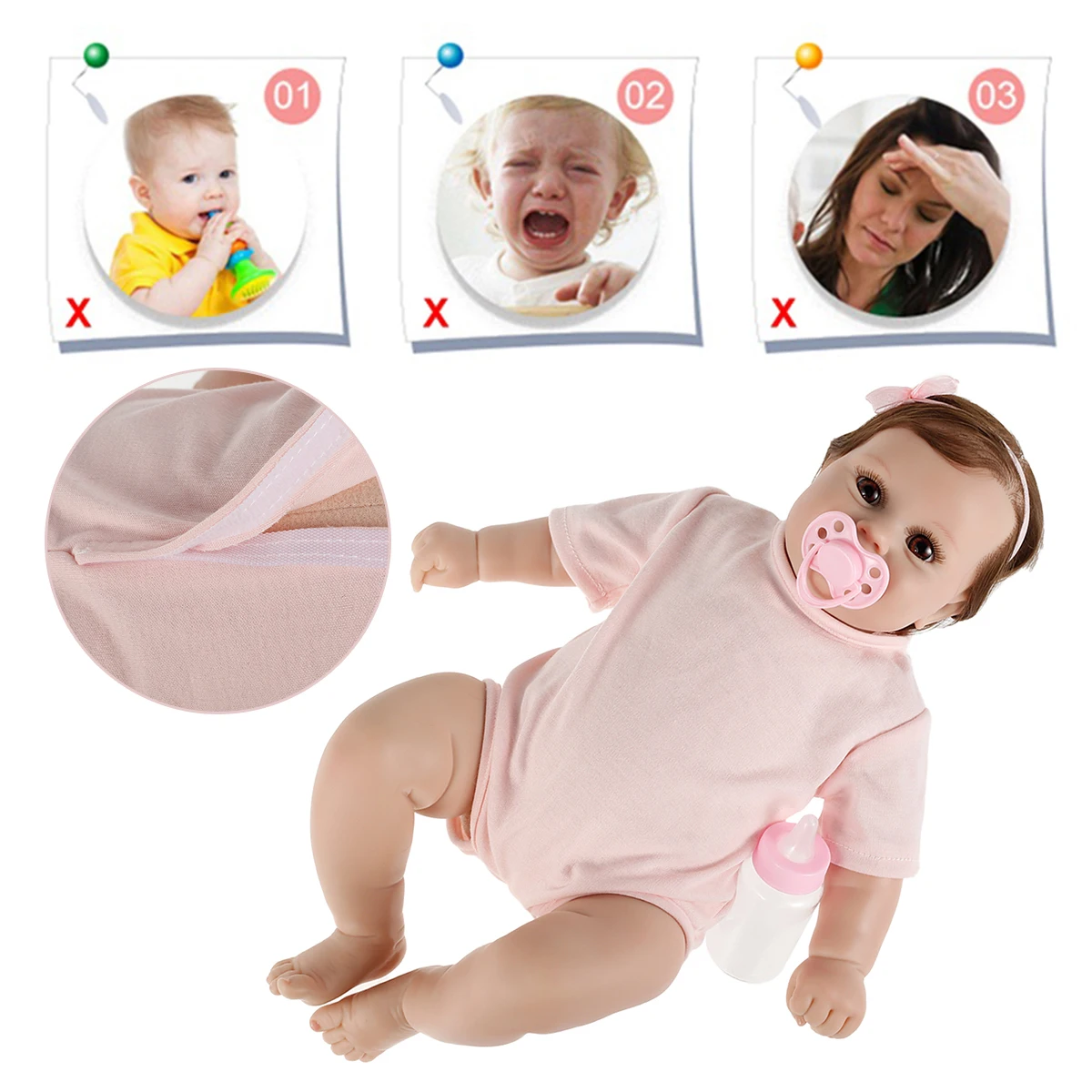 

50CM Reborn Baby Doll Newborn Girl Baby Lifelike Real Soft Touch Maddie with Hand-Rooted Hair High Quality Handmade Art Doll