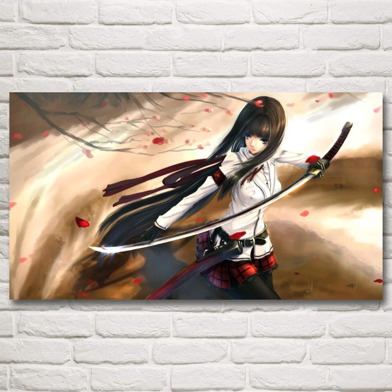 Фон с изображением меча солнца самурая катаны японского аниме шелковые постеры и