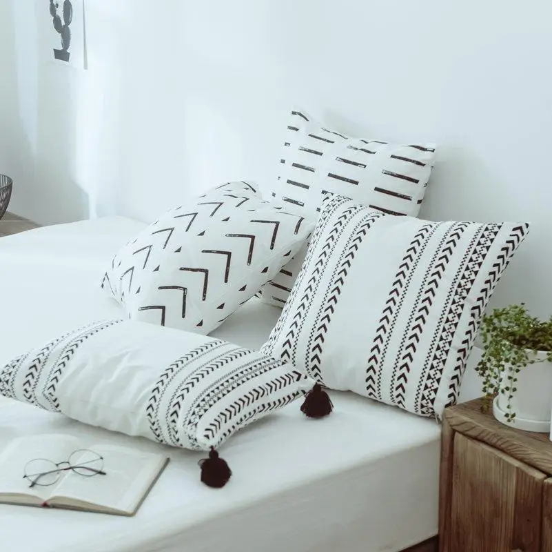 

Чехол для подушки с геометрическим рисунком в марокканском стиле, 100% чистый хлопок, 2 размера