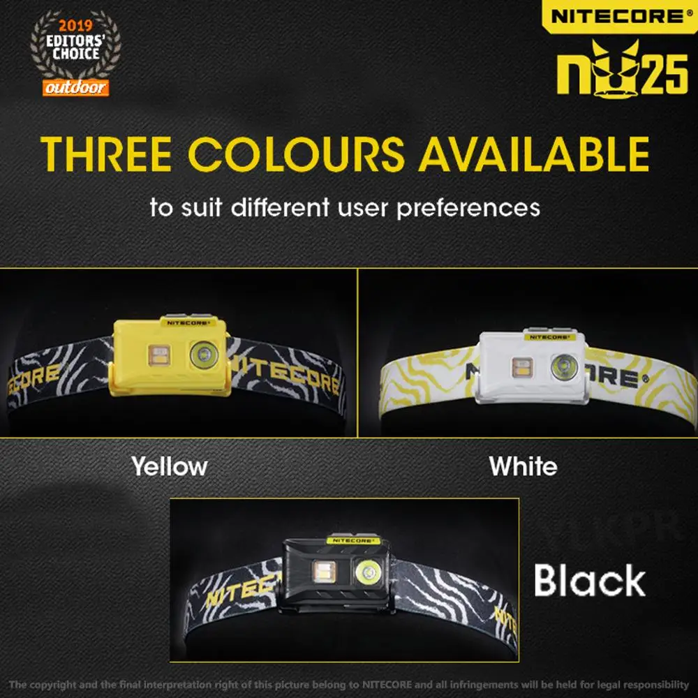 Перезаряжаемый налобный фонарь Nitecore NU25 3xLED 2018 люмен тройные выходы легкий