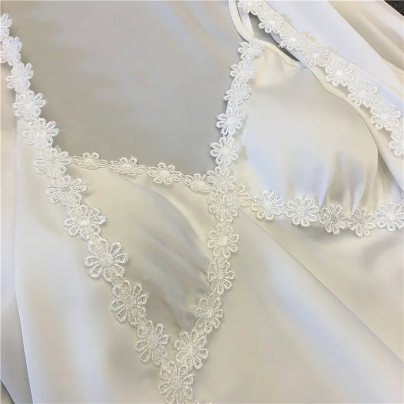 Женский Атласный халат ночная рубашка с длинным рукавом Шелковый ночной |